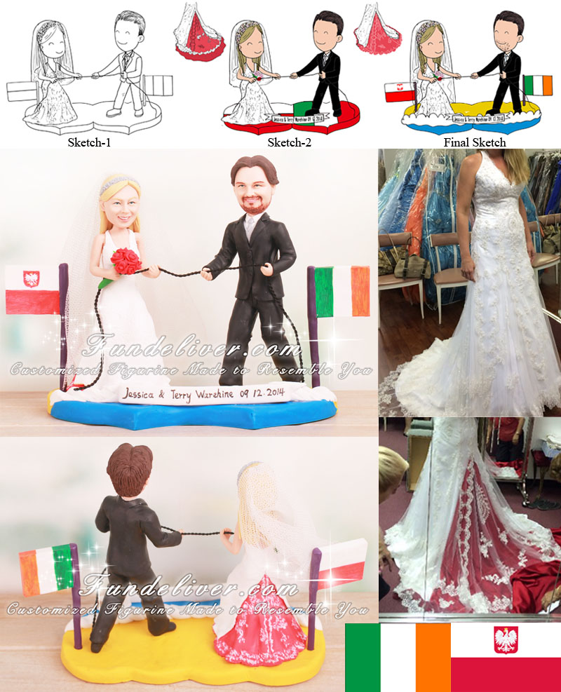 Multinational Bride and Groom Cake Toppers